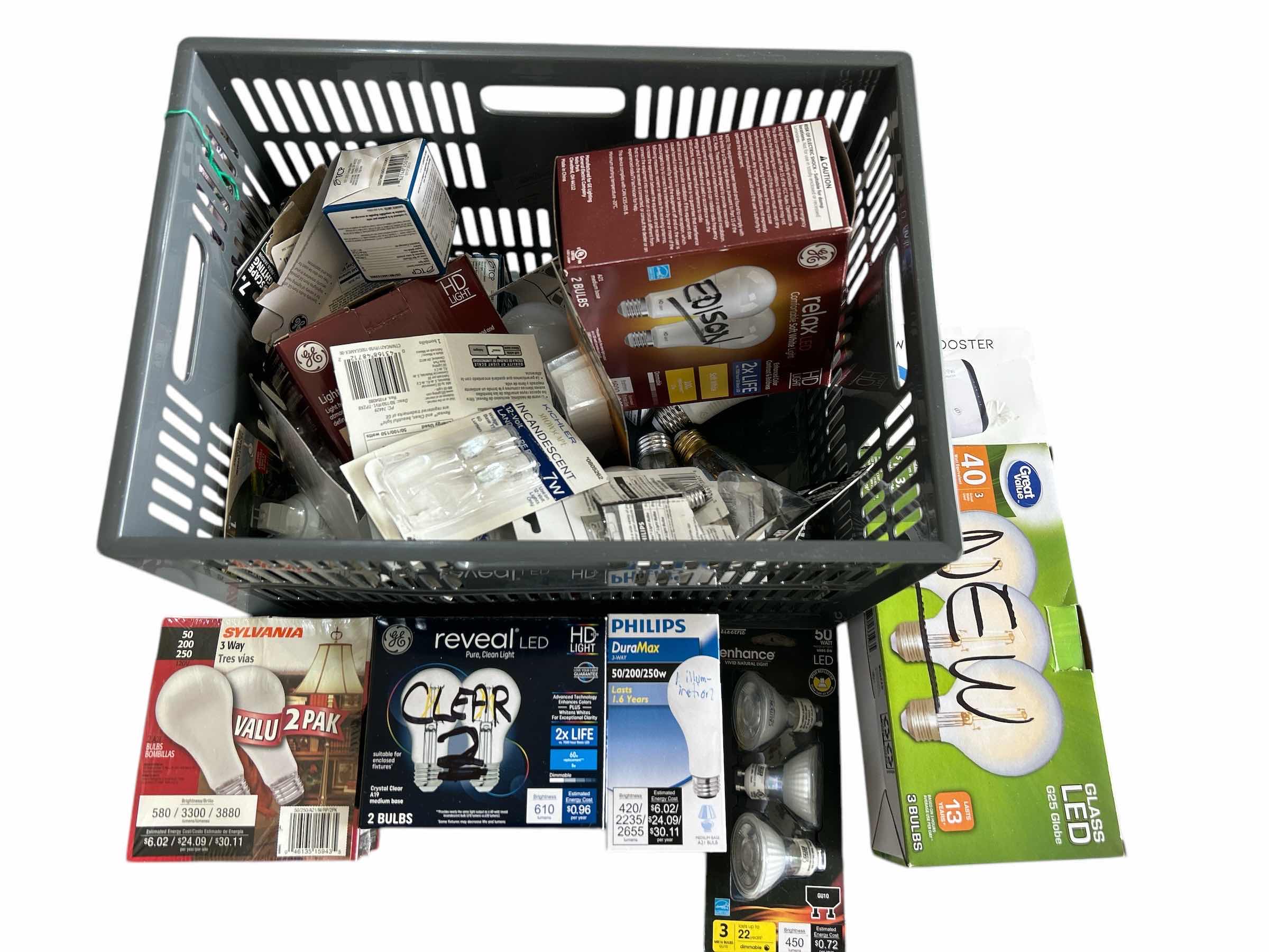 Photo 1 of TOTE FULL OF LIGHT BULBS AND MORE