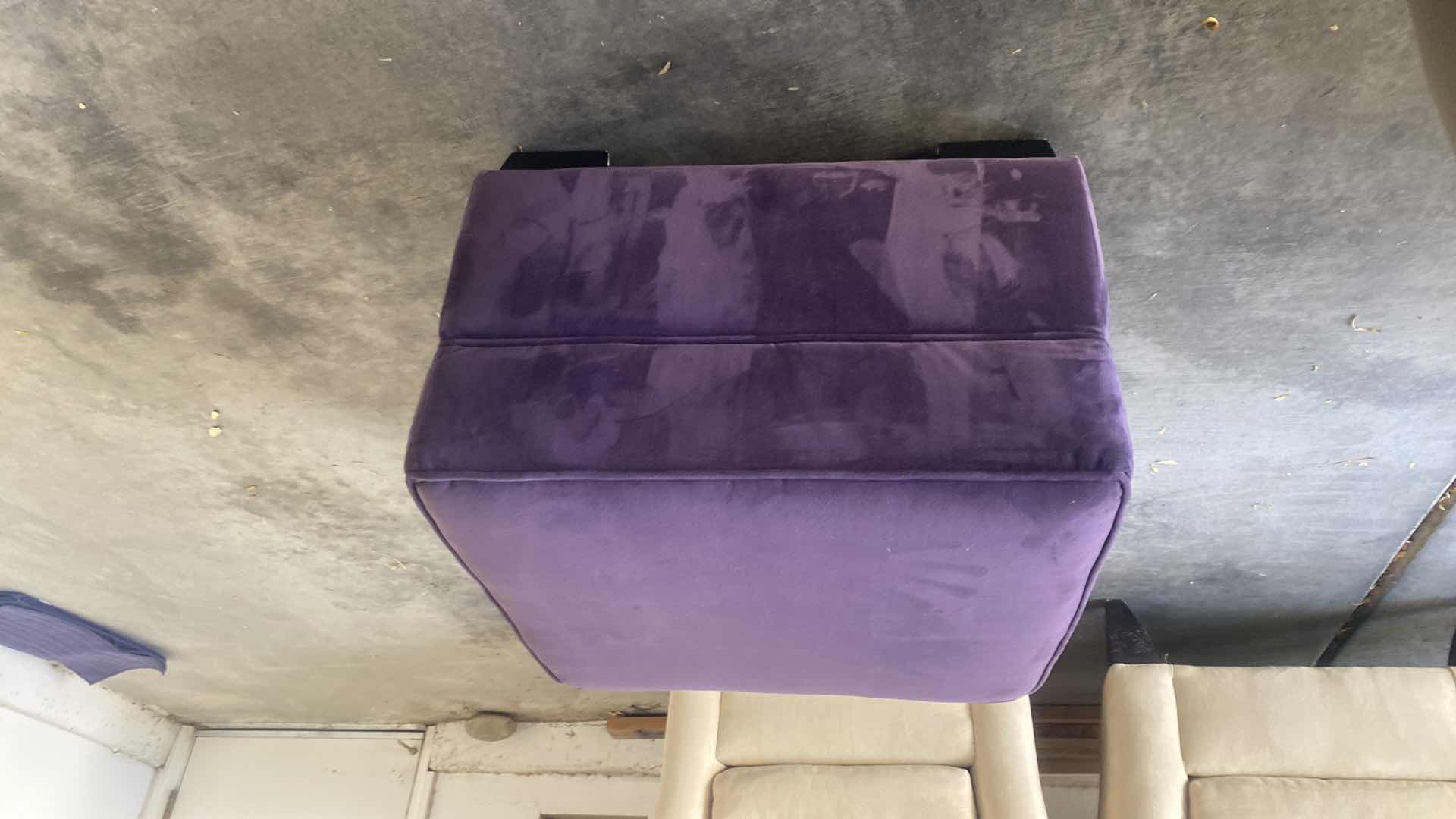 Photo 1 of PURPLE FABRIC OTTOMAN 25” x 25” x 18”