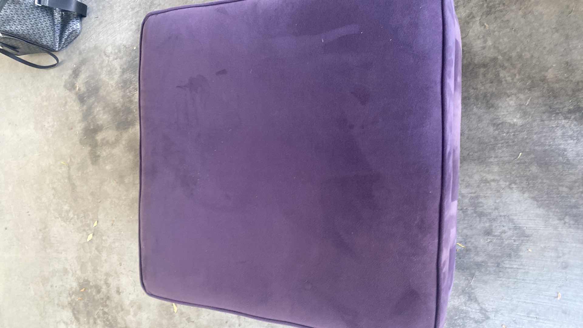 Photo 1 of PURPLE FABRIC OTTOMAN 25” x 25” x 18”