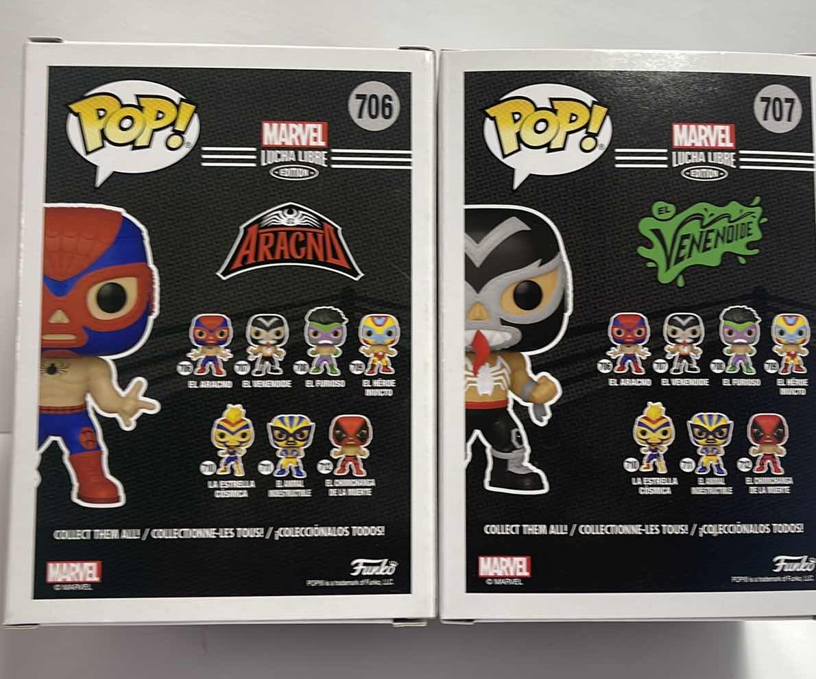 Photo 2 of NIB FUNKO POP MARVEL LUCHA LIBRRE EDITION SERIES “EL ARACNO & EL VENENOIDE”- RETAIL PRICE $ 23.00