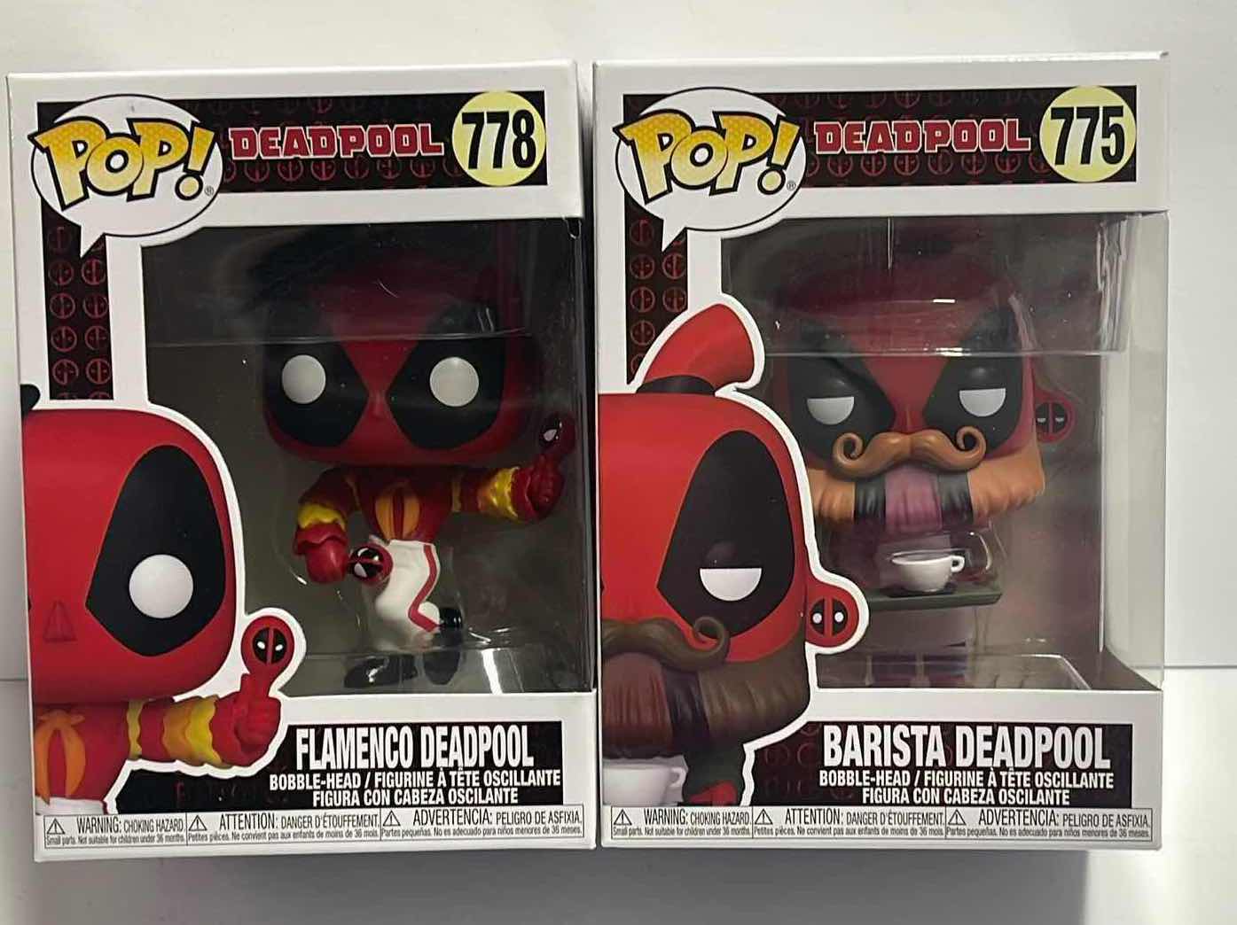 Photo 1 of NIB FUNKO POP DEADPOOL SERIES “FLAMENCO DEADPOOL & BARISTA DEADPOOL - RETAIL PRICE $28.00