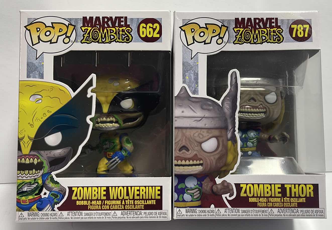 Photo 1 of NIB FUNKO POP MARVEL ZOMBIES SERIES “ZOMBIE WOLVERINE & ZOMBIE THOR” TOTAL RETAIL PRICE $26.99