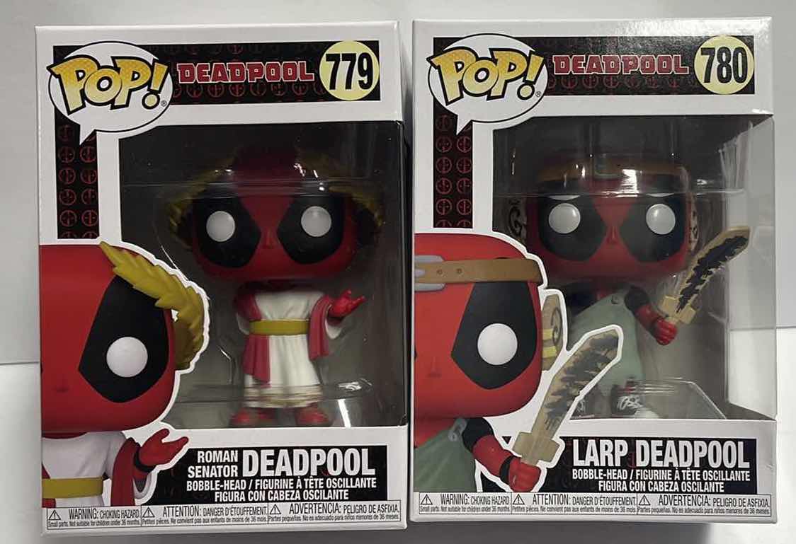 Photo 1 of NIB FUNKO POP DEADPOOL SERIES “ LARP DEADPOOL & ROMAN SENATOR - RETAIL PRICE $ 28.99