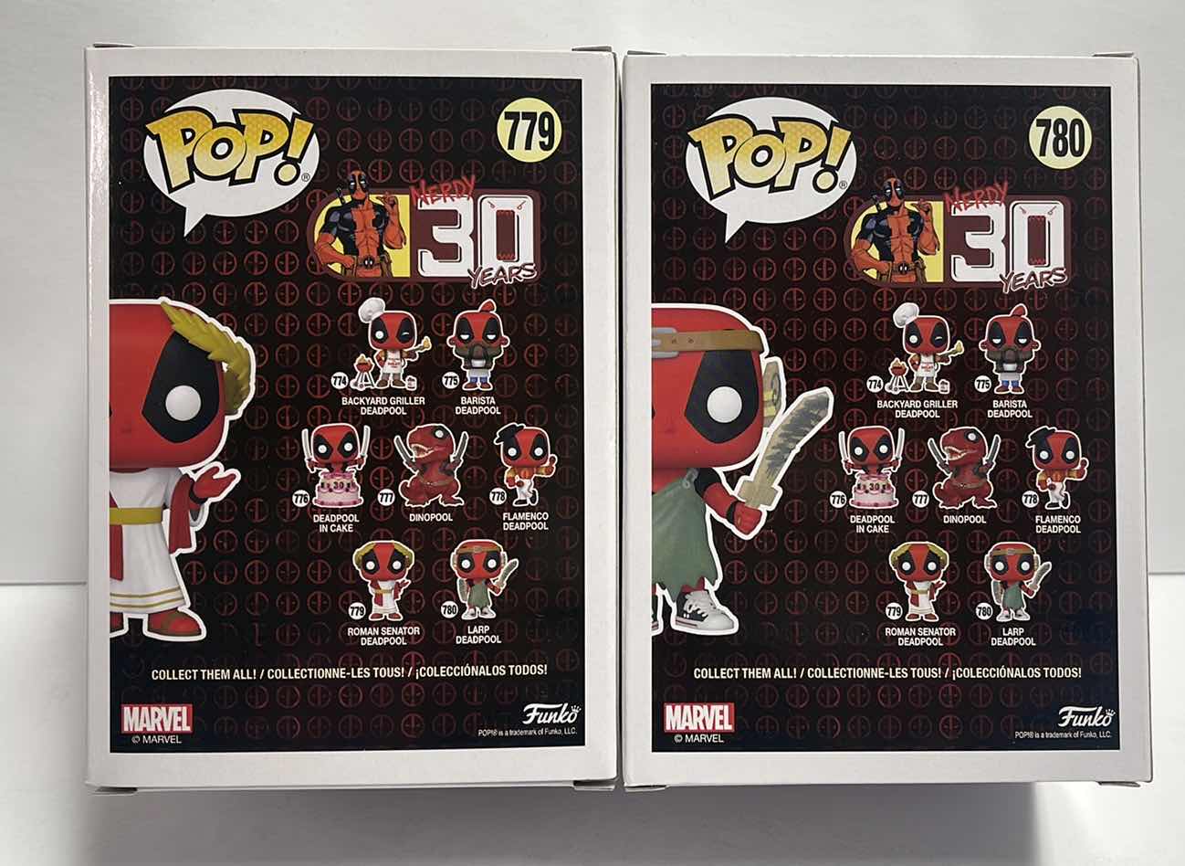 Photo 2 of NIB FUNKO POP DEADPOOL SERIES “ LARP DEADPOOL & ROMAN SENATOR - RETAIL PRICE $ 28.99