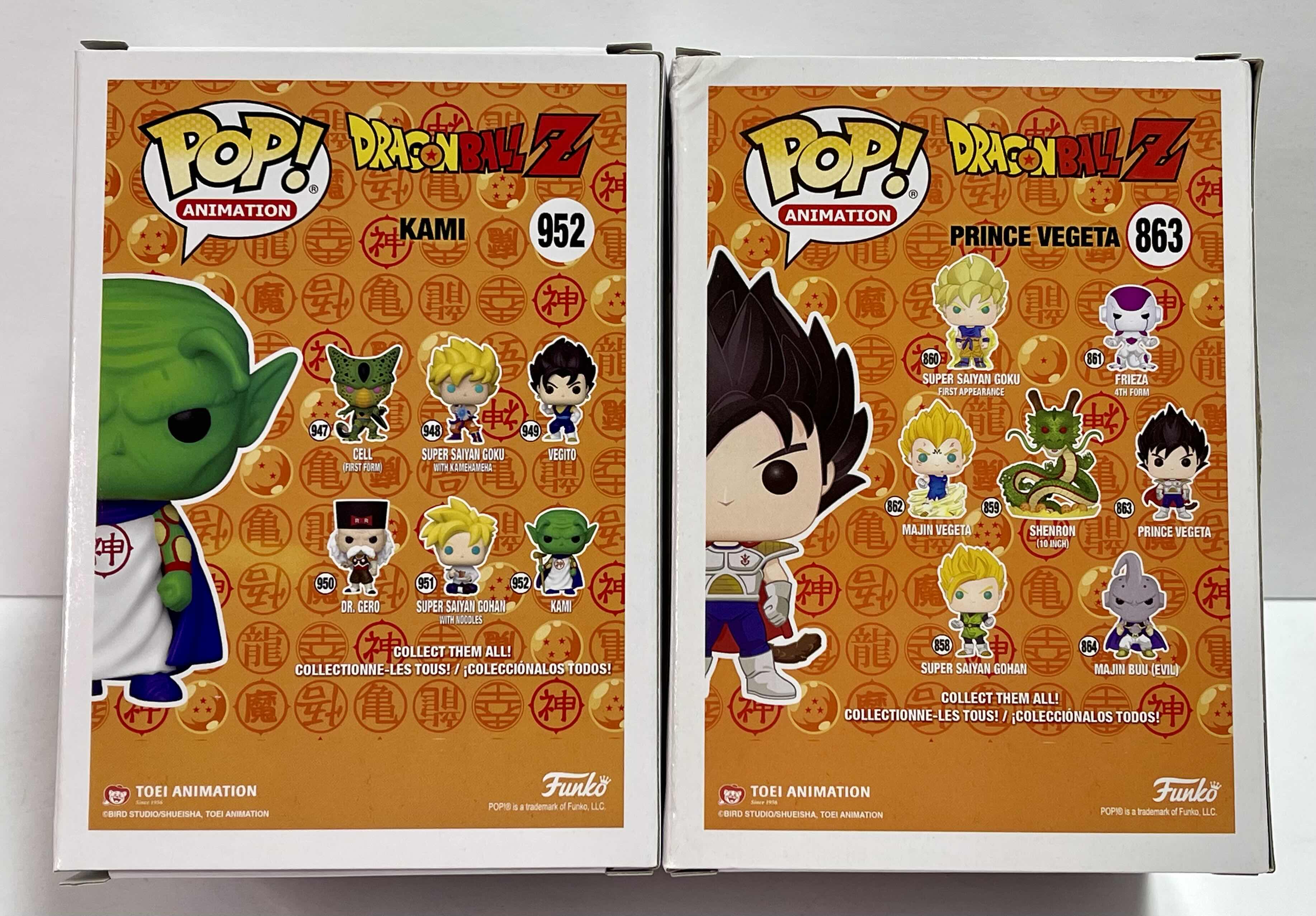 Photo 2 of NIB FUNKO POP ANIMATION SERIES DRAGON BALL Z “PRINCE VEGETA & KAMI” - TOTAL RETAIL VALUE $ 24.99