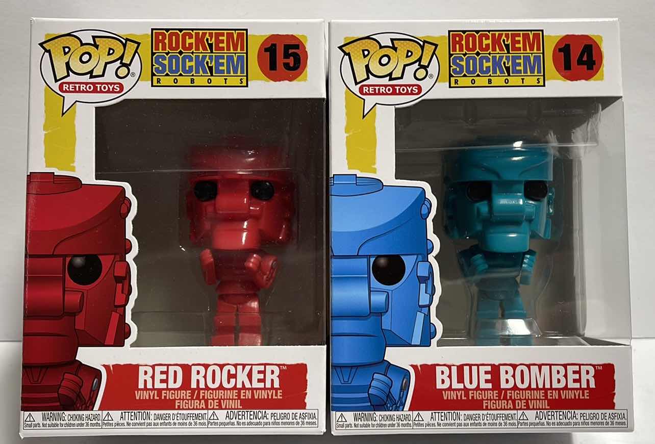 Photo 1 of NIB FUNKO POP RETRO TOYS SERIES ROCK’EM SOCK’EM ROBOTS “ RED ROCKER & BLUE BOMER” - TOTAL RETAIL PRICE $31.00