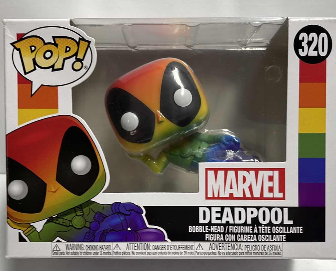 Photo 1 of NIB FUNKO POP LGBTQ+ MARVEL DEADPOOL - RETAIL
PRICE $16.00