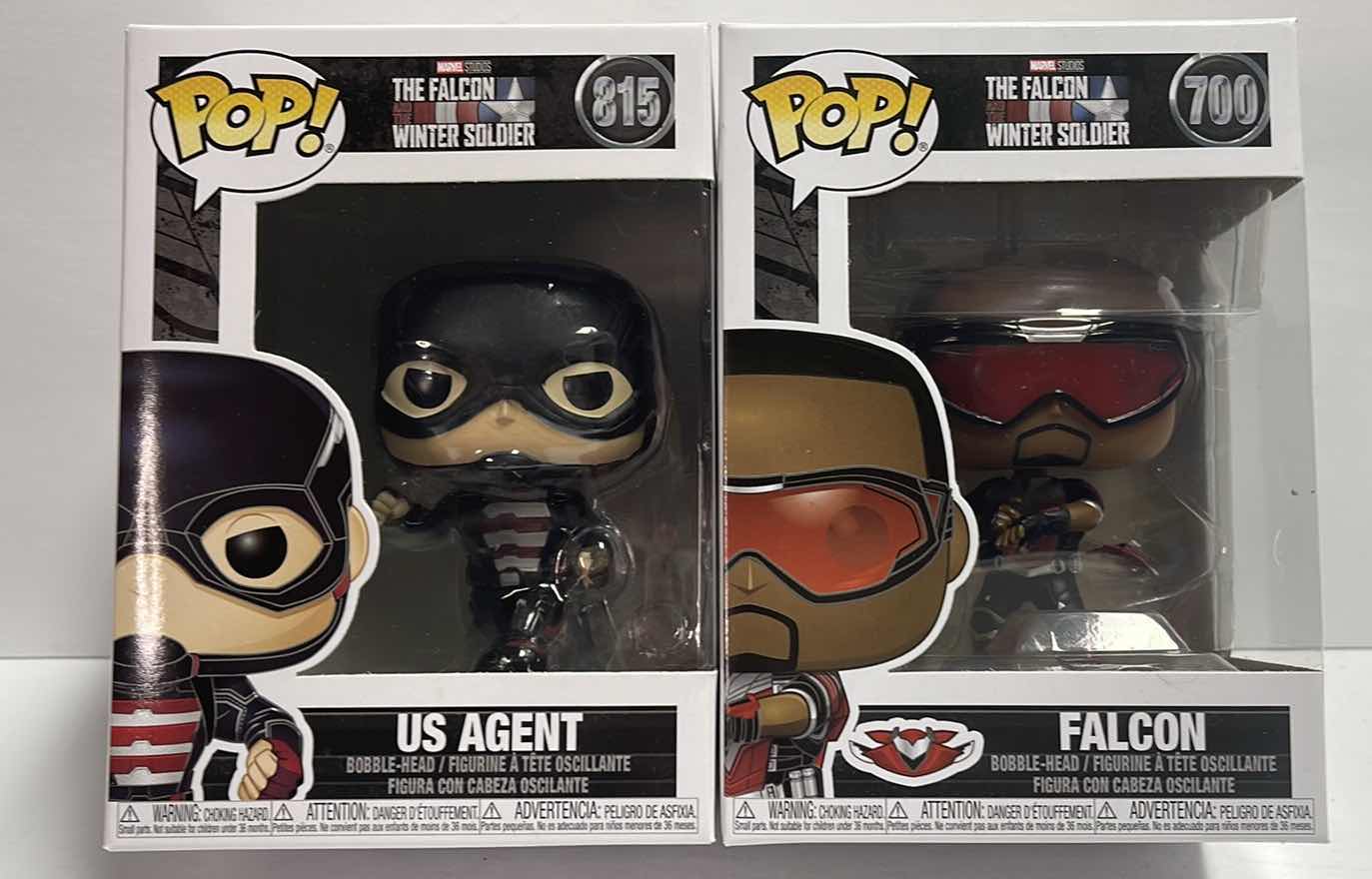 Photo 1 of NIB FUNKO POP MARVEL SERIES THE FALCON WINTER SOLDIER
"FALCON w/JET & US AGENT”
- TOTAL RETAIL PRICE $26.99