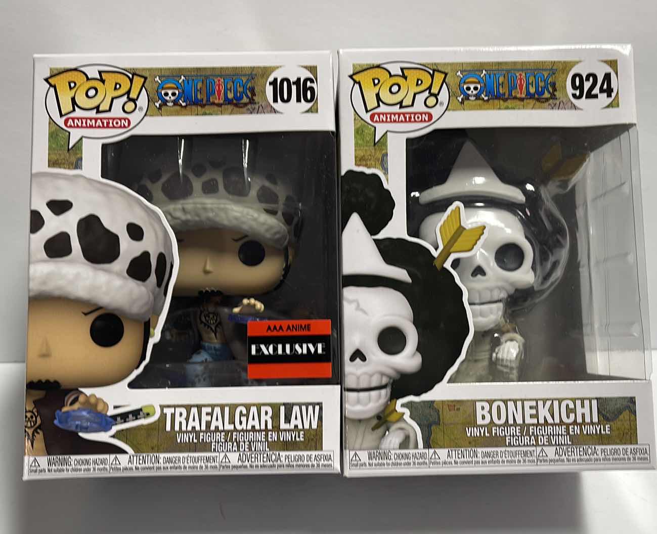 Photo 1 of NIB FUNKO POP ANIMATION SERIES ONE PIECE “ TRAFALGAR LAW & BONEKICHI” - TOTAL RETAIL PRICE $26.00