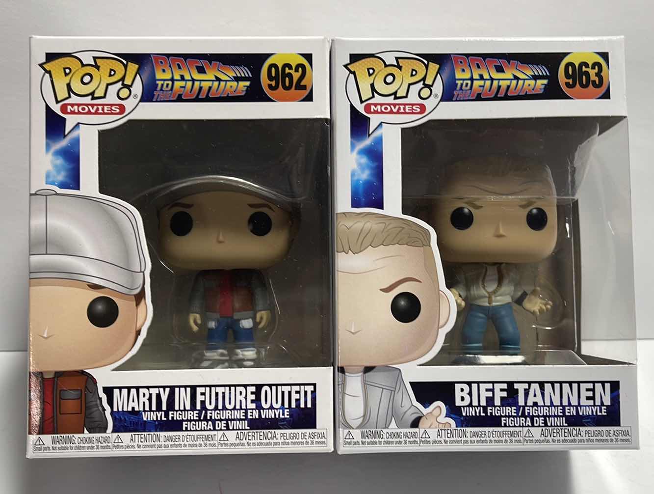 Photo 1 of NIB FUNKO POP MOVIE SERIES BACK TO THE FUTURE “MARTY IN FUTURE OUTFIT & BIFF TANNER “ - TOTAL RETAIL PRICE $26.00