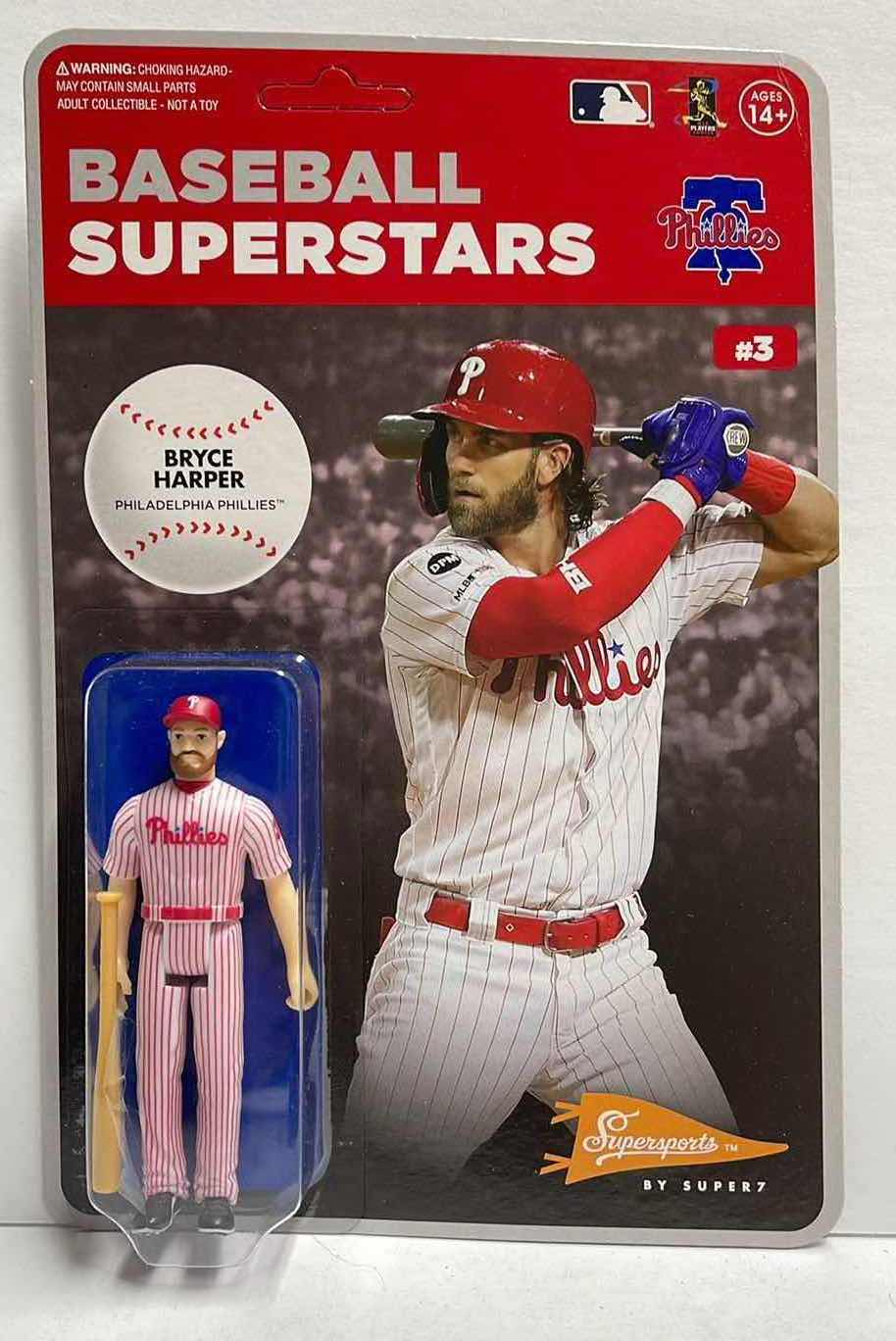 Photo 1 of NIB BRYCE HARPER MLB REACTION FIGURE BY SUPER7 PHILADELPHIA PHILLIES - RETAIL PRICE $22.95