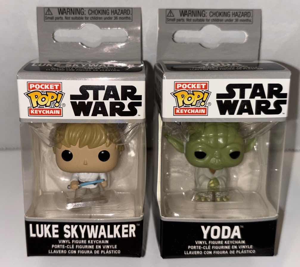 Photo 1 of NEW 2-PACK FUNKO POP! STAR WARS POCKET POP KEYCHAIN, “LUKE SKYWALKER & YODA”