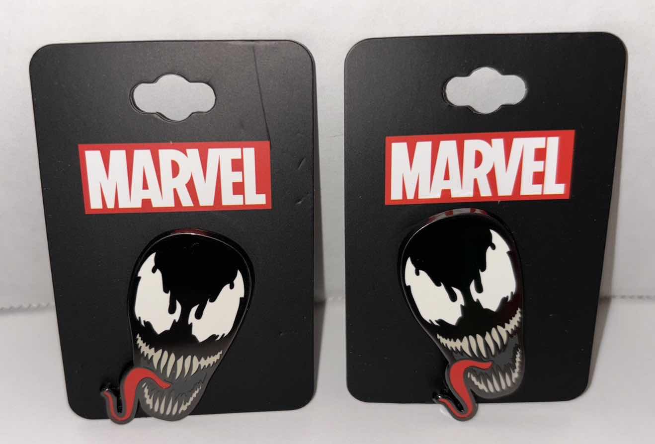 Photo 1 of NEW 2-PACK BIOWORLD MARVEL VENOM FACE PINBACK