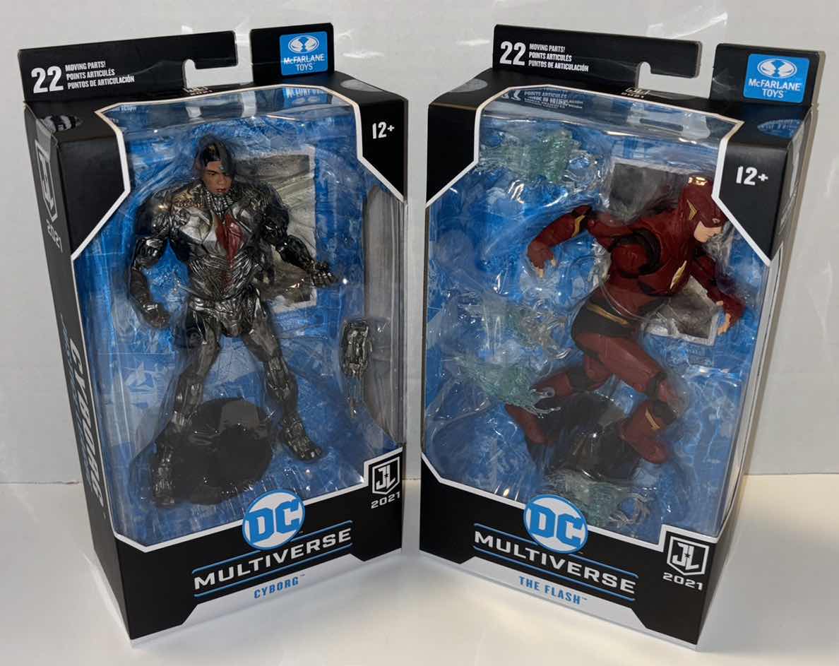 Photo 1 of NEW 2-PACK MCFARLANE TOYS DC MULTIVERSE ACTION FIGURE & ACCESSORIES, JUSTICE LEAGUE: “CYBORG” & “THE FLASH”