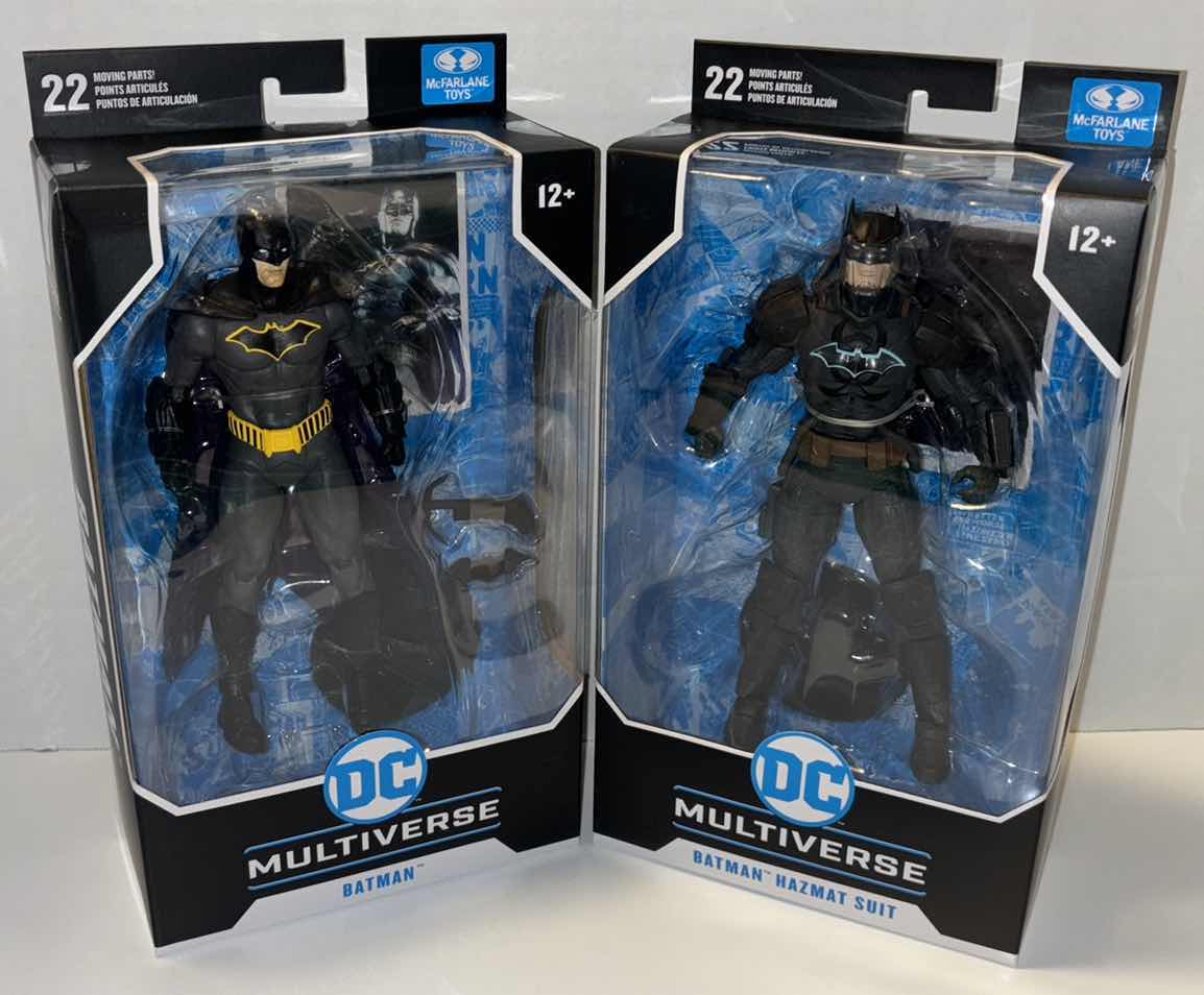 Photo 1 of NEW 2-PACK MCFARLANE TOYS DC MULTIVERSE ACTION FIGURE & ACCESSORIES, DC REBIRTH “BATMAN” & JUSTICE LEAGUE: THE AMAZO VIRUS “BATMAN HAZMAT SUIT”