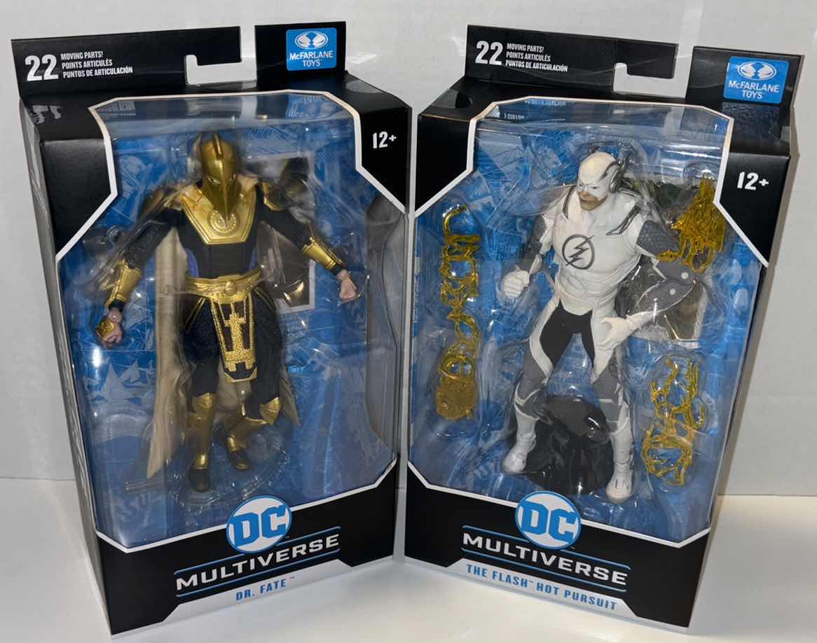 Photo 1 of NEW 2-PACK MCFARLANE TOYS DC MULTIVERSE ACTION FIGURE & ACCESSORIES, INJUSTICE 2: “DR. FATE” & “THE FLASH HOT PURSUIT”