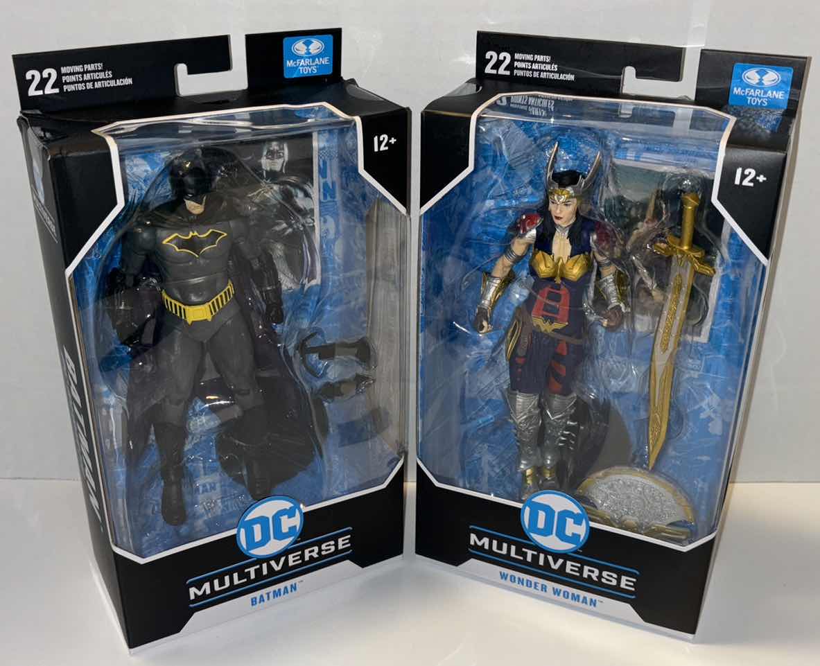 Photo 1 of NEW 2-PACK MCFARLANE TOYS DC MULTIVERSE ACTION FIGURE & ACCESSORIES, DC REBIRTH: “BATMAN” & DESIGNED BY TODD MCFARLANE “WONDER WOMAN”