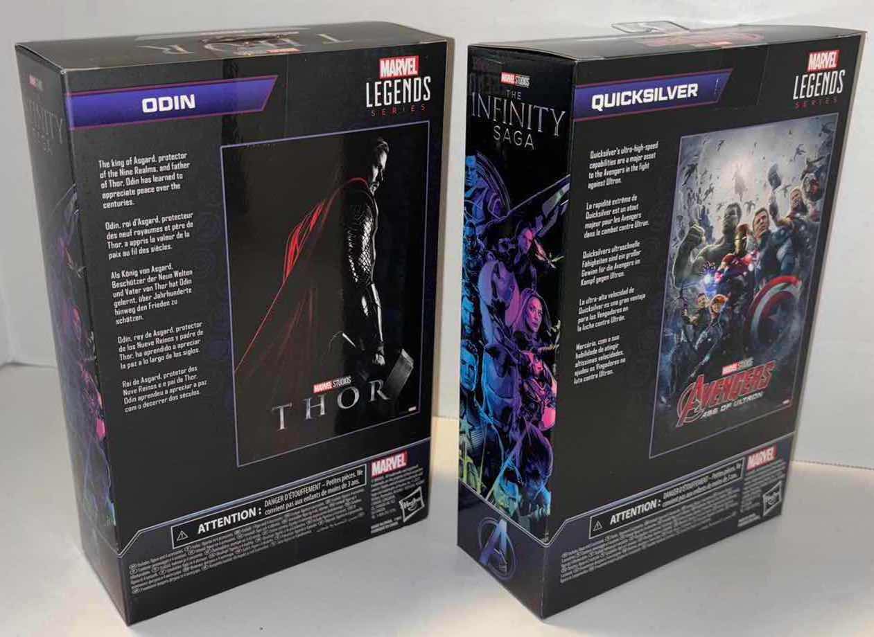 Photo 2 of NEW 2-PACK HASBRO LEGENDS SERIES MARVEL STUDIOS ACTION FIGURE & ACCESSORIES, THE INFINITY SAGA “ODIN” & “QUICKSILVER”