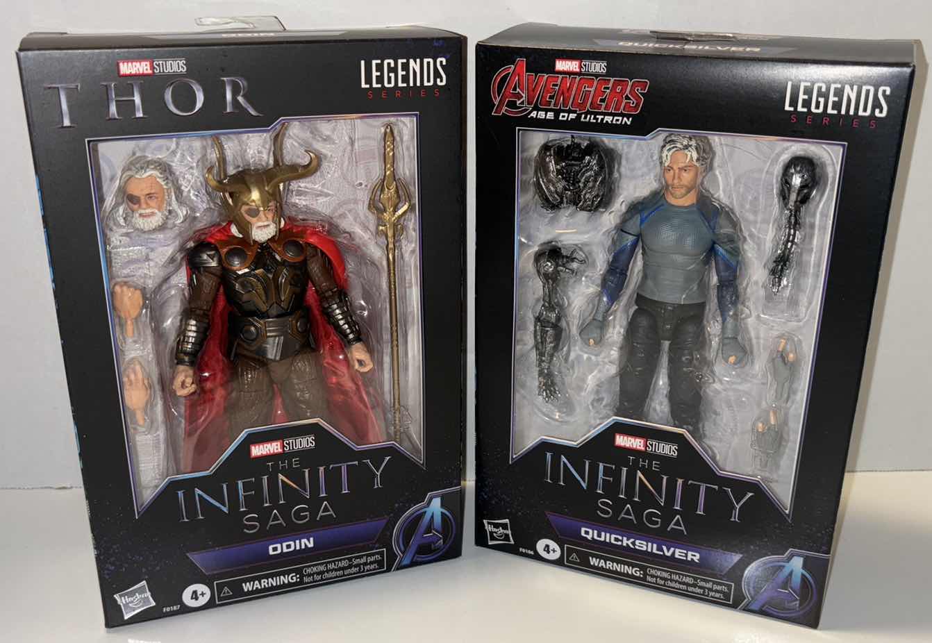 Photo 1 of NEW 2-PACK HASBRO LEGENDS SERIES MARVEL STUDIOS ACTION FIGURE & ACCESSORIES, THE INFINITY SAGA “ODIN” & “QUICKSILVER”