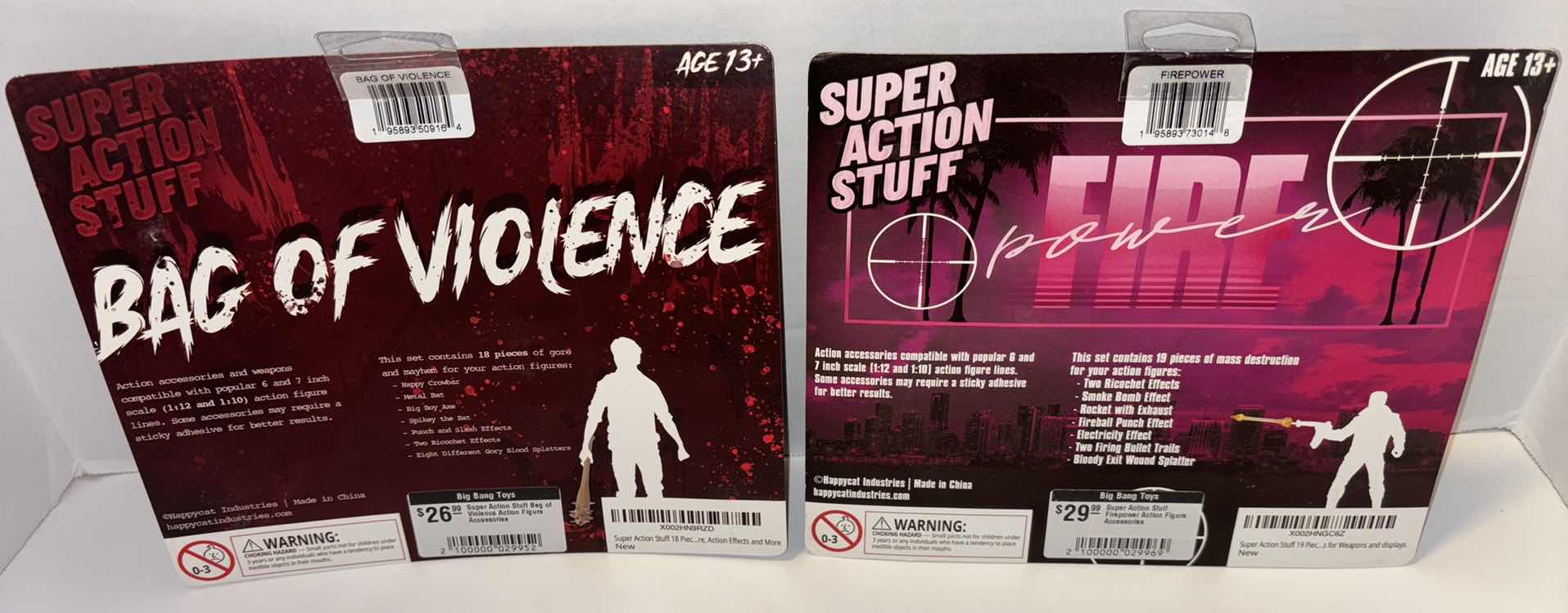 Photo 2 of NEW 2-PACK SUPER ACTION STUFF ACTION FIGURE ACCESSORIES FOR 6”-7” FIGURES, “BAG OF VIOLENCE” & “FIREPOWER”