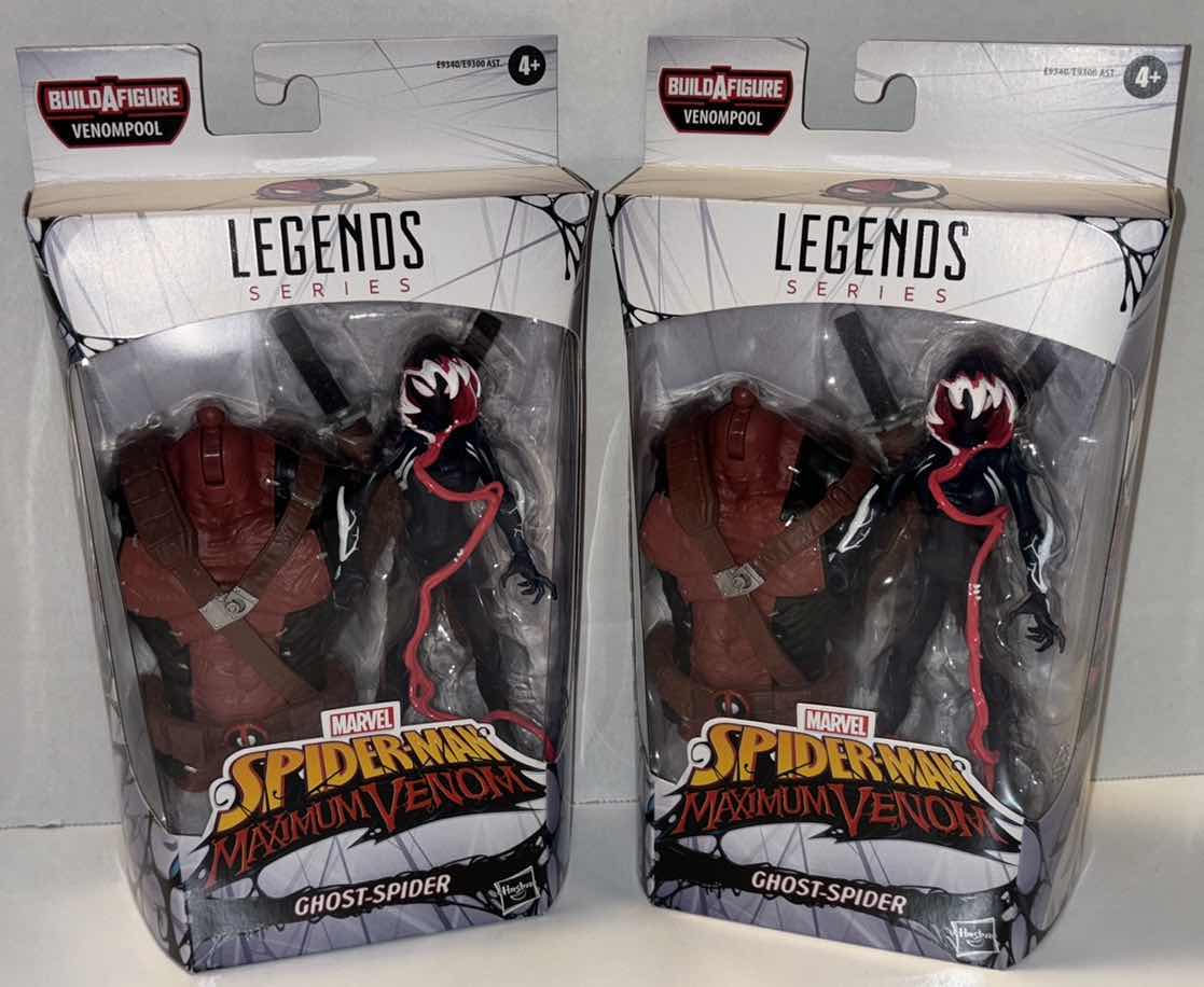 Photo 1 of NEW 2-PACK HASBRO LEGENDS SERIES BAF (VENOMPOOL) MARVEL SPIDER-MAN MAXIMUM VENOM ACTION FIGURE & ACCESSORIES, "GHOST-SPIDER"