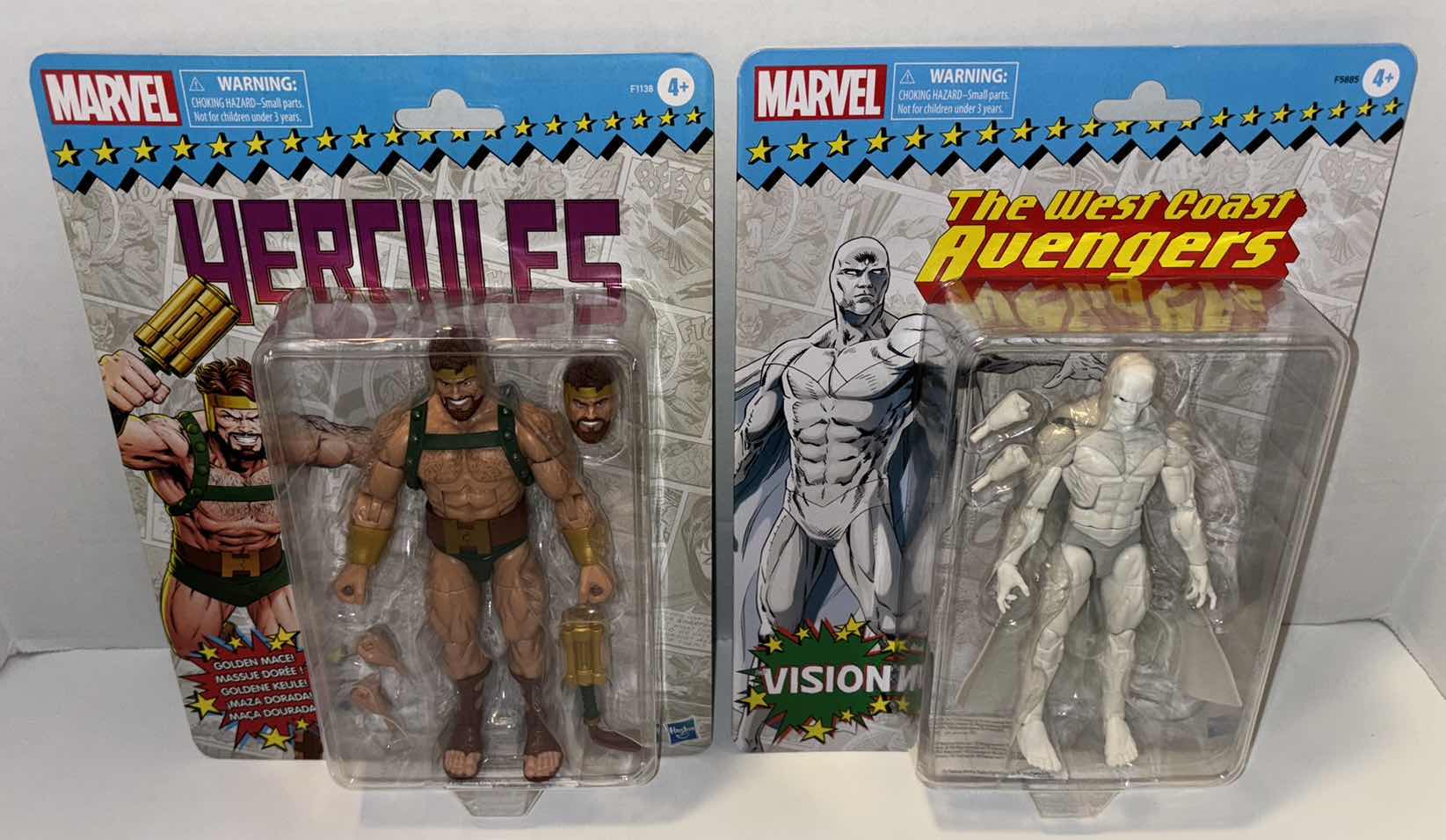 Photo 1 of NEW 2-PACK HASBRO MARVEL LEGENDS RETRO SERIES 6" ACTION FIGURE & ACCESSORIES, “HERCULES” & THE WEST COAST AVENGERS "THE VISION"