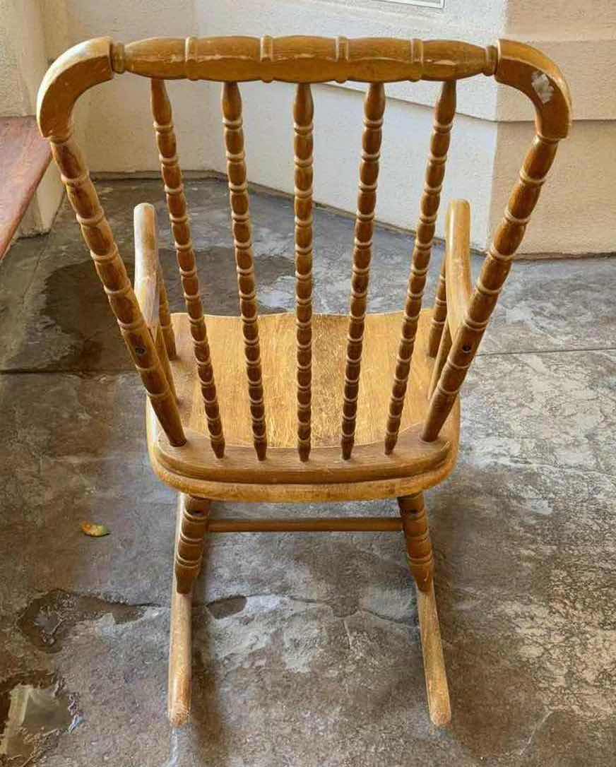Photo 2 of ANTIQUE SOLID WOOD ROCKING CHAIR 22” X 34” H42”