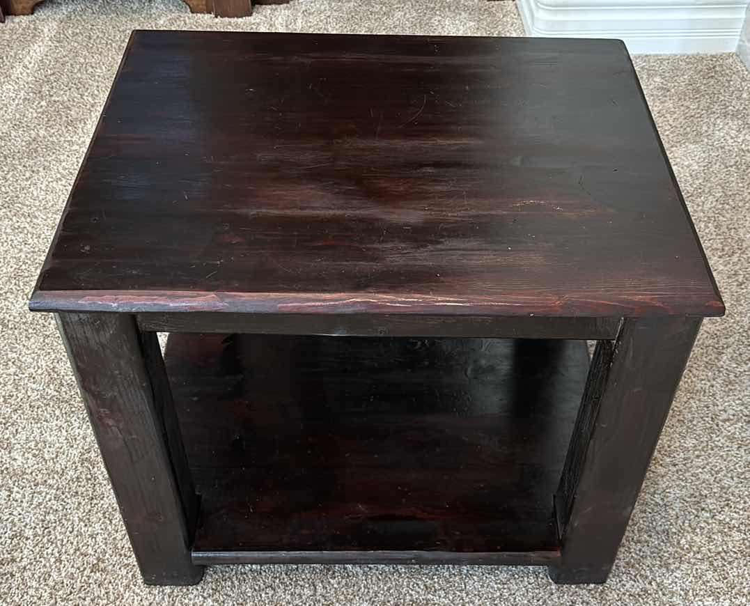 Photo 2 of SOLID WOOD END TABLE, ESPRESSO 19.5” X 24.25” H20”