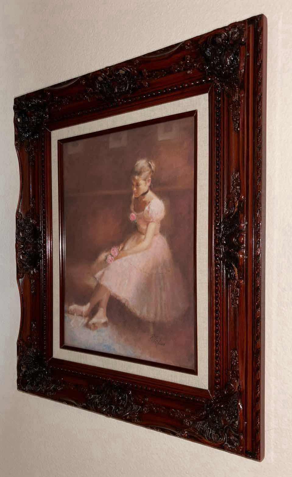 Photo 1 of “PEACEFUL MOMENT” MAHOGANY WOOD FRAMED ART BY RICHARD JUDSON ZOLAN 1.75” X 20.25” H24.25”