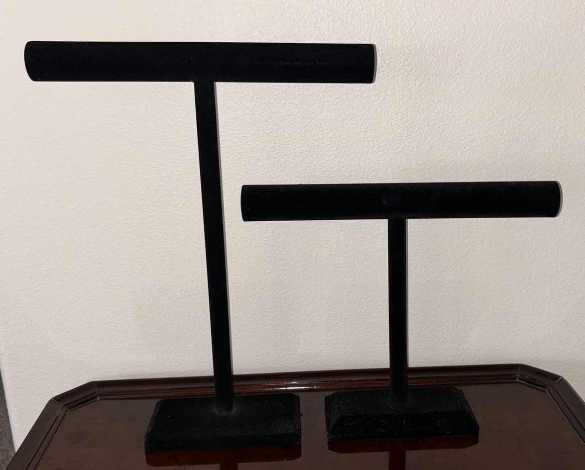 Photo 1 of BLACK VELVET SINGLE BAR 12” & 18” JEWELRY STANDS (2)