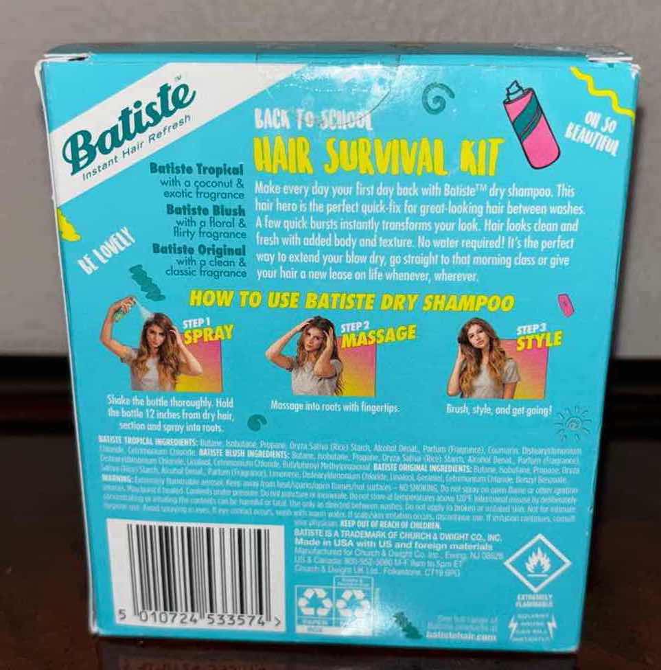 Photo 3 of NEW BATISTE DRY SHAMPOO TRIO HAIR SURVIVAL KIT & 9.5 OZ EDGE SENSITIVE SKIN SHAVING GEL