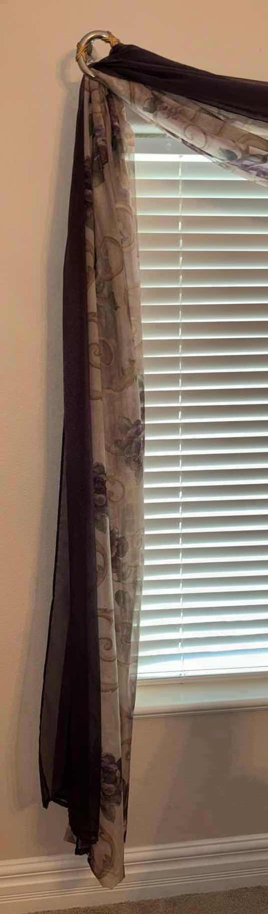 Photo 2 of CROSCILL CLASSICS SHEER SCARF VALANCE & PLUM CURTAIN WINDOW TREATMENT DRAPING  (2 PCS, MEASUREMENTS IN NOTES)