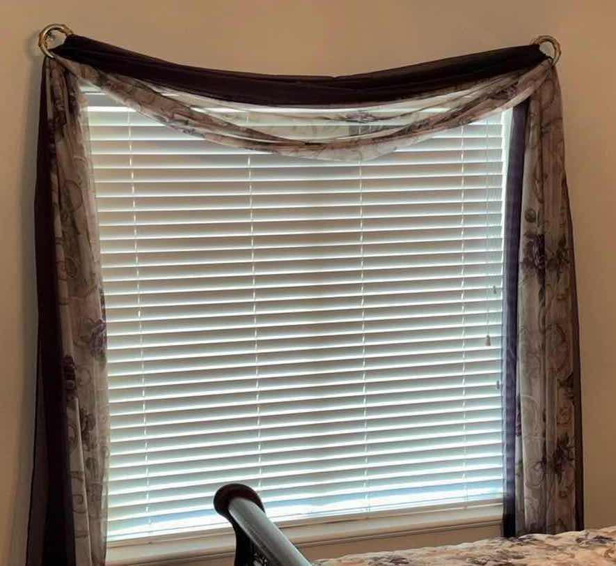 Photo 1 of CROSCILL CLASSICS SHEER SCARF VALANCE & PLUM CURTAIN WINDOW TREATMENT DRAPING  (2 PCS, MEASUREMENTS IN NOTES)