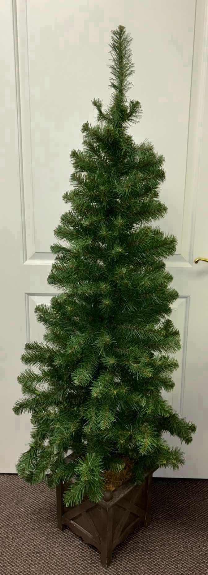 Photo 1 of 5 FT ARTIFICIAL CHRISTMAS TREE IN A WOODEN TREE COLLAR BOX