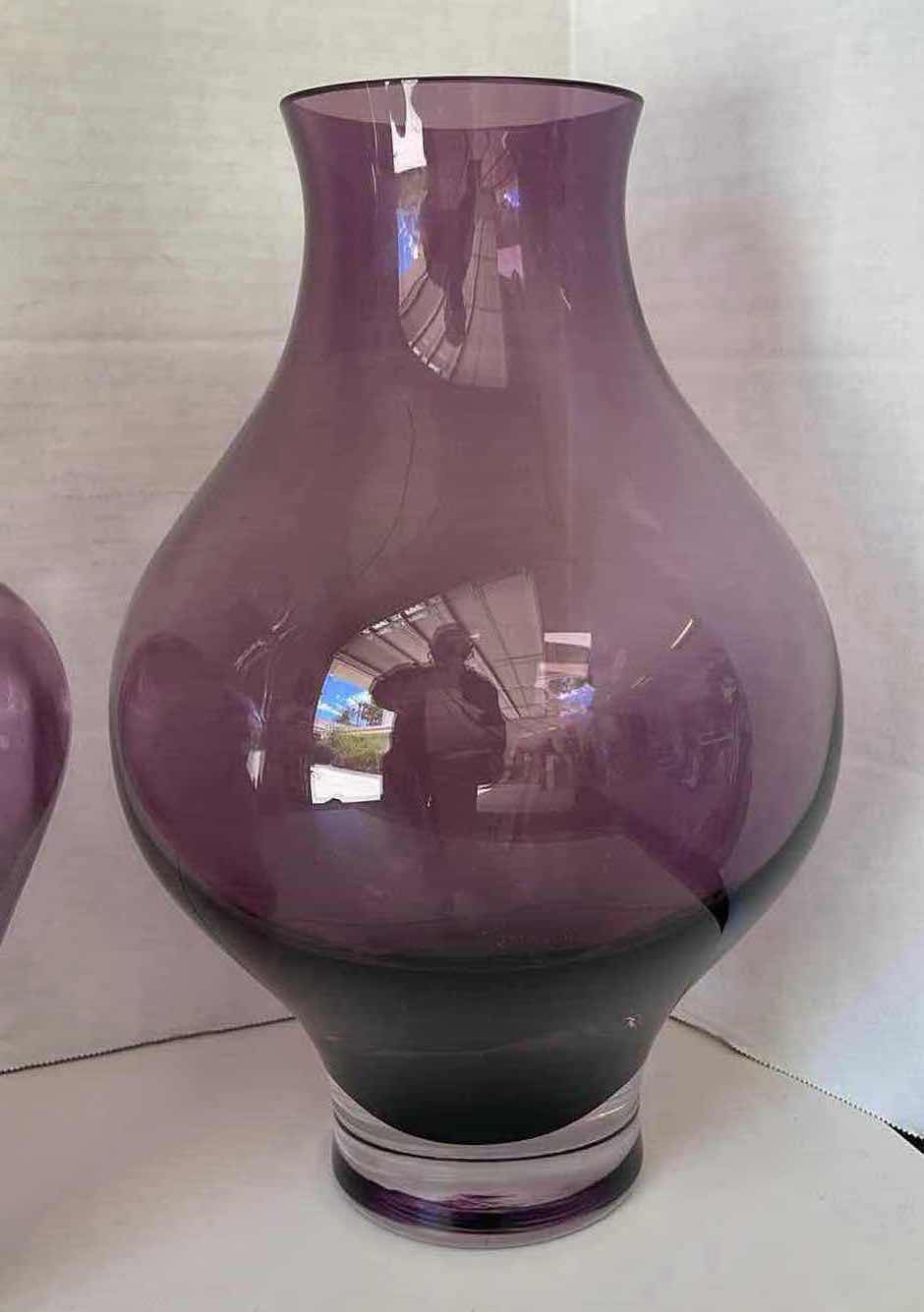 Photo 4 of PURPLE DECORATIVE GLASS VASES (3)