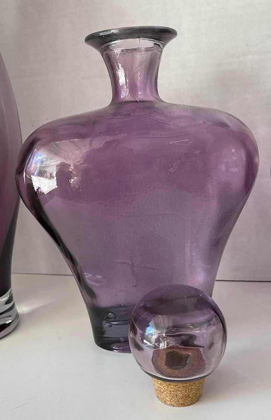 Photo 5 of PURPLE DECORATIVE GLASS VASES (3)