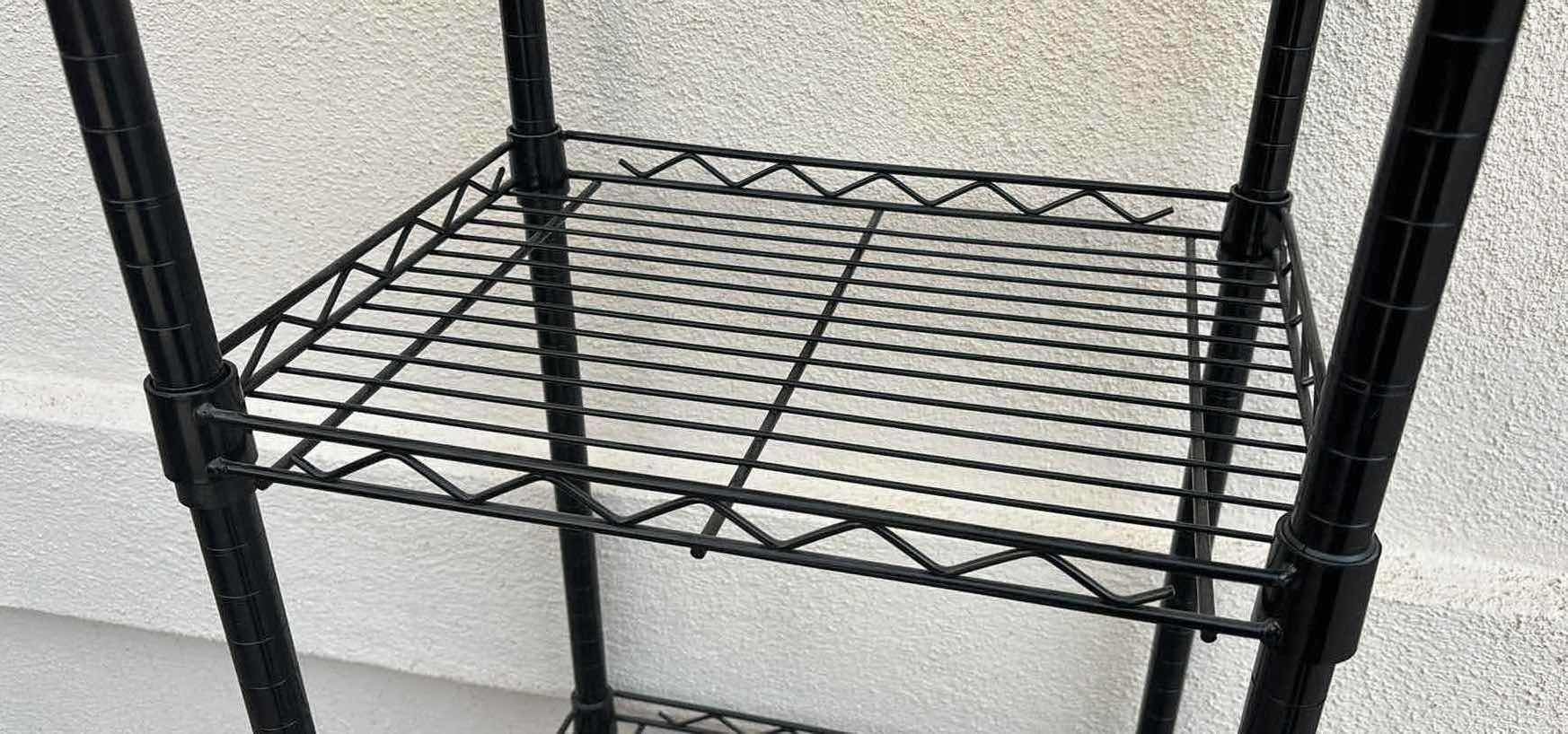 Photo 2 of BLACK METAL 5-TIER STANDING SHELVING RACK W ADJUSTABLE HEIGHT 14” X 18” H72.5”