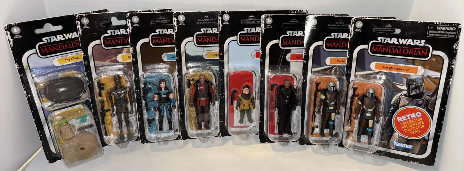 Photo 1 of NEW 8-PACK CASE HASBRO KENNER STAR WARS THE RETRO COLLECTION ACTION FIGURE &
ACCESSORIES, "THE
MANDALORIAN ASSORTED SET OF
8"