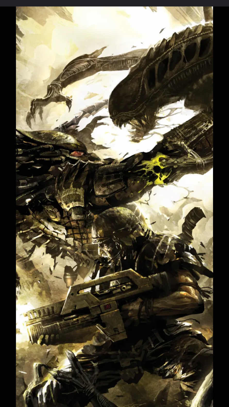 Photo 1 of NEW ACME ARCHIVES ALIENS V. PREDATOR: “THREE WORLD WAR #4” BY RAYMOND SWANLAND 15” X 23” FINE ART LITHOGRAPH UNFRAMED PRINT, INCLUDES CERTIFICATE OF AUTHENTICITY (#148 OF 495)