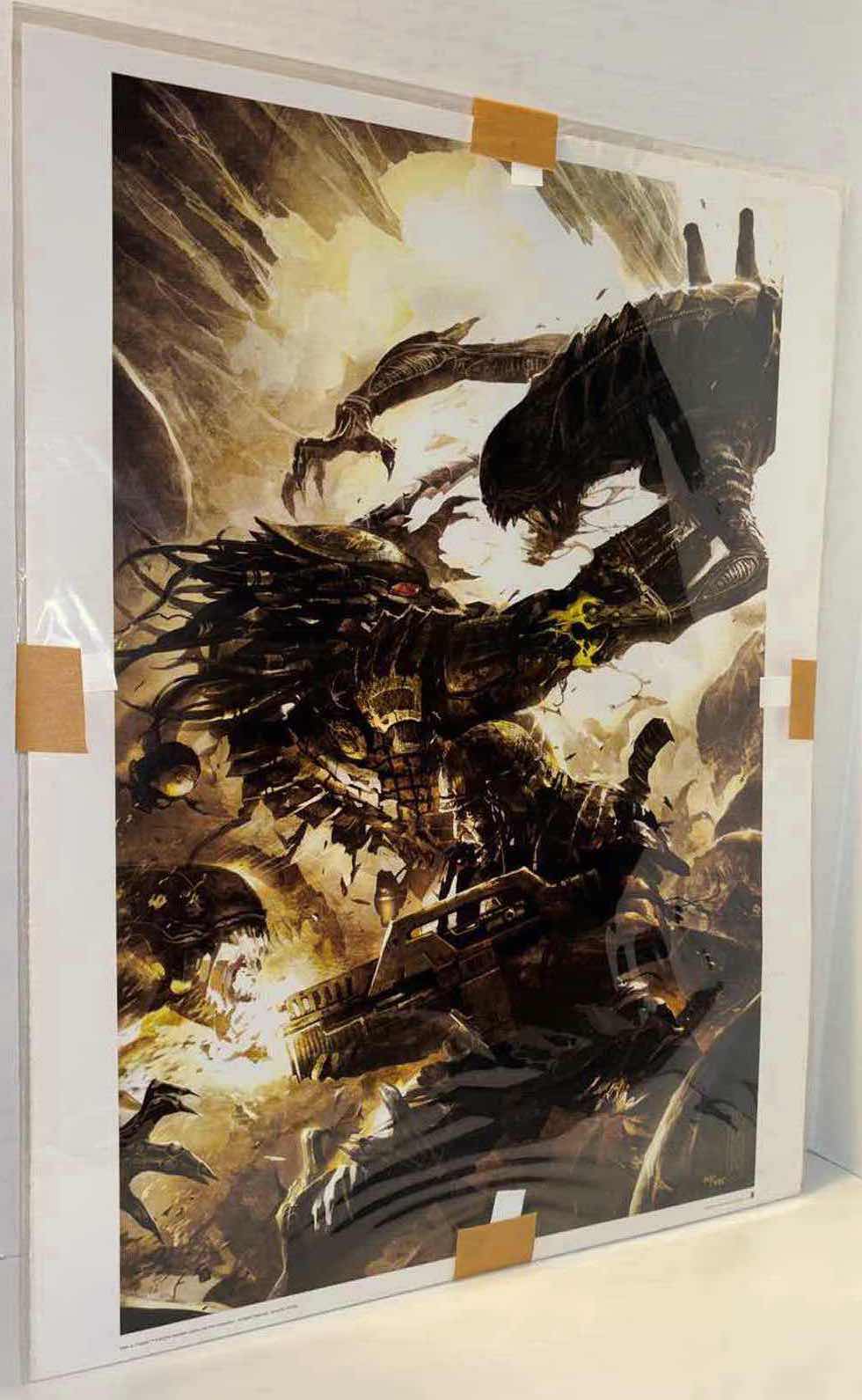 Photo 2 of NEW ACME ARCHIVES ALIENS V. PREDATOR: “THREE WORLD WAR #4” BY RAYMOND SWANLAND 15” X 23” FINE ART LITHOGRAPH UNFRAMED PRINT, INCLUDES CERTIFICATE OF AUTHENTICITY (#148 OF 495)