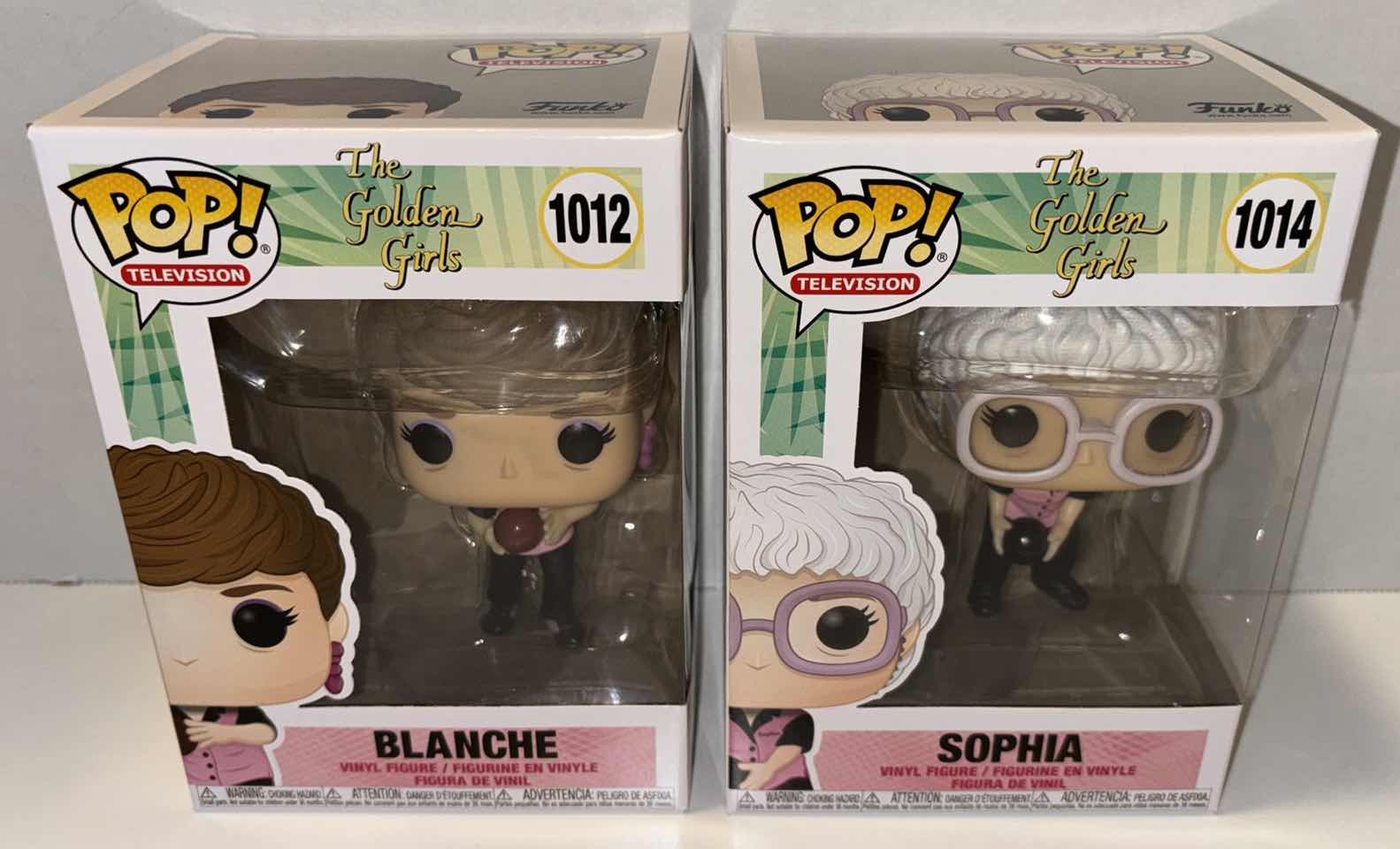 Photo 1 of NEW 2-PACK FUNKO POP! TELEVISION VINYL FIGURE, THE GOLDEN GIRLS #1012 “BLANCHE BOWLING” & #1014 “SOPHIA BOWLING”