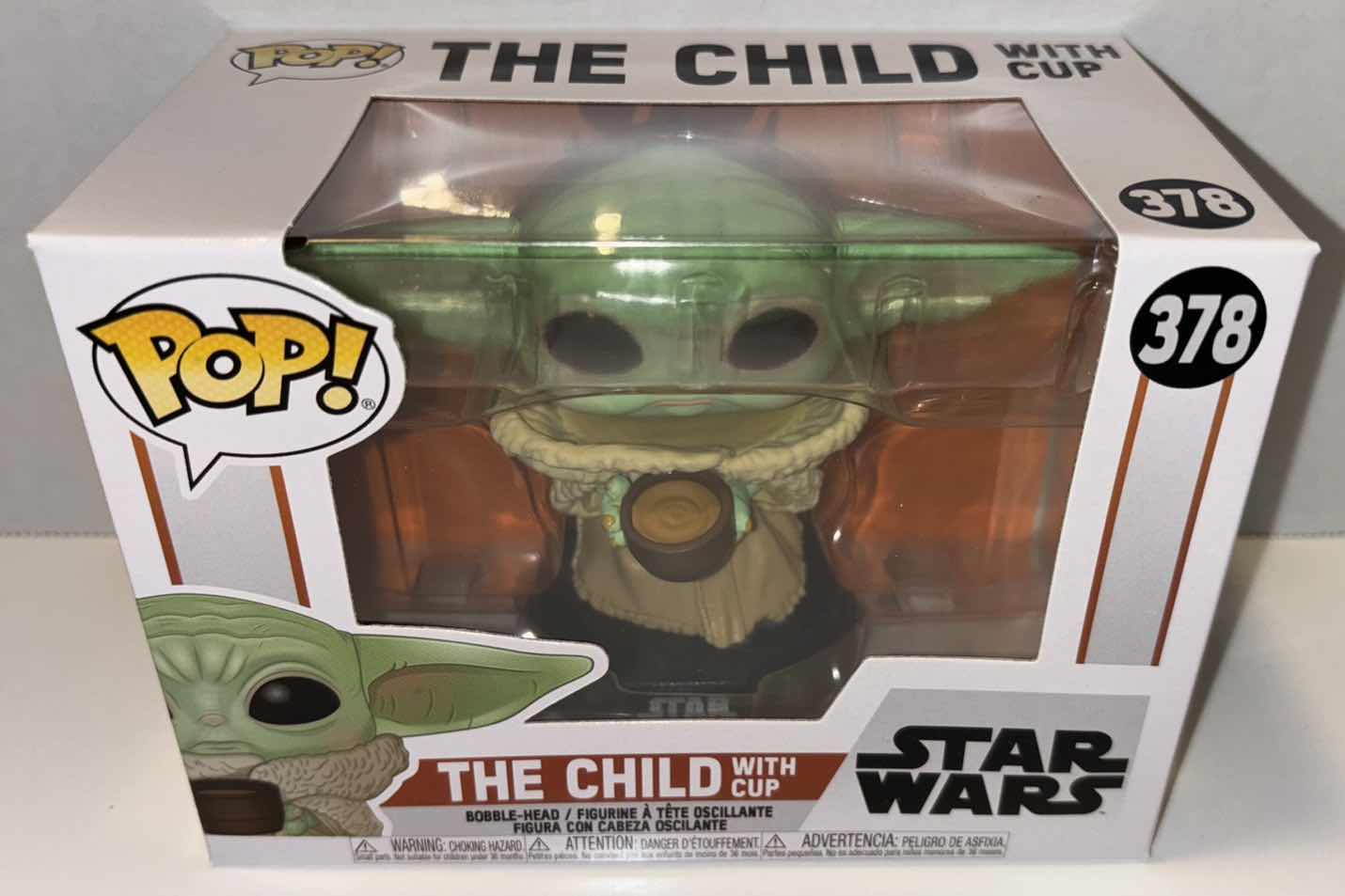 Photo 1 of NEW FUNKO POP! STAR WARS THE MANDALORIAN BOBBLEHEAD FIGURE, #378 “THE CHILD WITH CUP”