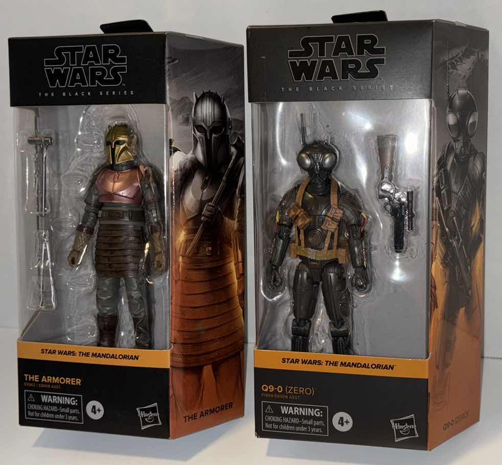 Photo 1 of NEW 2-PACK HASBRO STAR WARS THE BLACK SERIES ACTION FIGURE & ACCESSORIES, THE MANDALORIAN "THE ARMORER" & “Q9-0 (ZERO)”