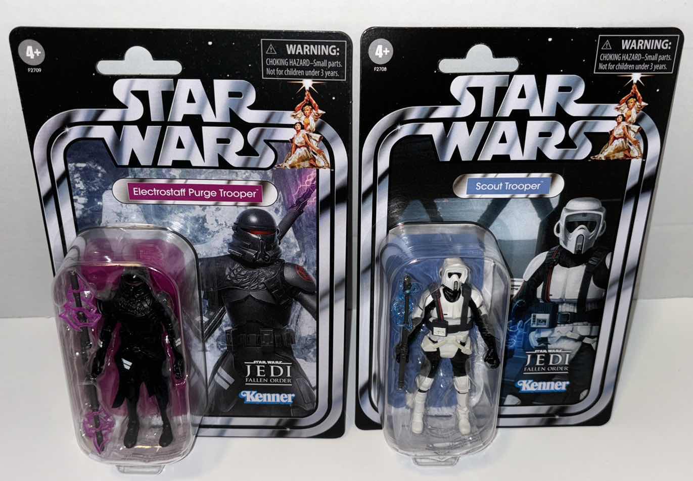 Photo 1 of NEW 2-PACK HASBRO/KENNER STAR WARS THE VINTAGE COLLECTION ACTION FIGURE & ACCESSORIES, JEDI FALLEN ORDER “ELECTROSTAFF PURGE TROOPER” & “SCOUT TROOPER”