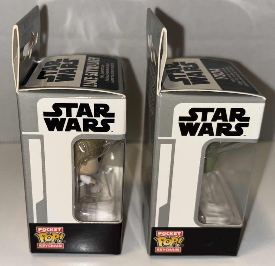 Photo 2 of NEW 2-PACK FUNKO POP!
STAR WARS POCKET POP VINYL FIGURE KEYCHAIN, "LUKE SKYWALKER" & "YODA"