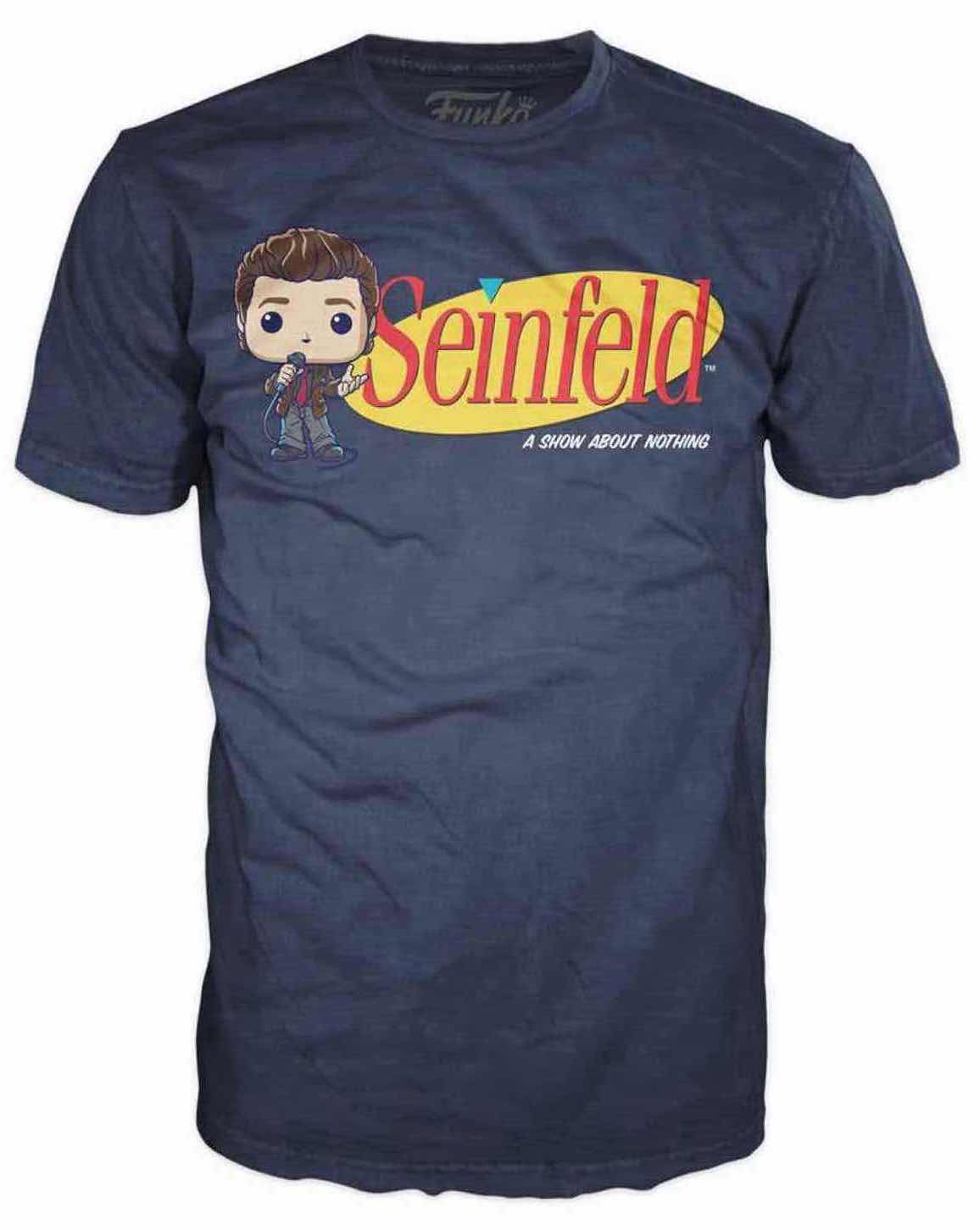 Photo 4 of NEW 4-PACK VARIETY BUNDLE FUNKO POP! SEINFELD TEE “ELAINE , GEORGE, SEINFELD LOGO & JERRY STAND-UP” T-SHIRTS  (COLOR: WHITE, NAVY, BLACK, SIZES: LARGE)