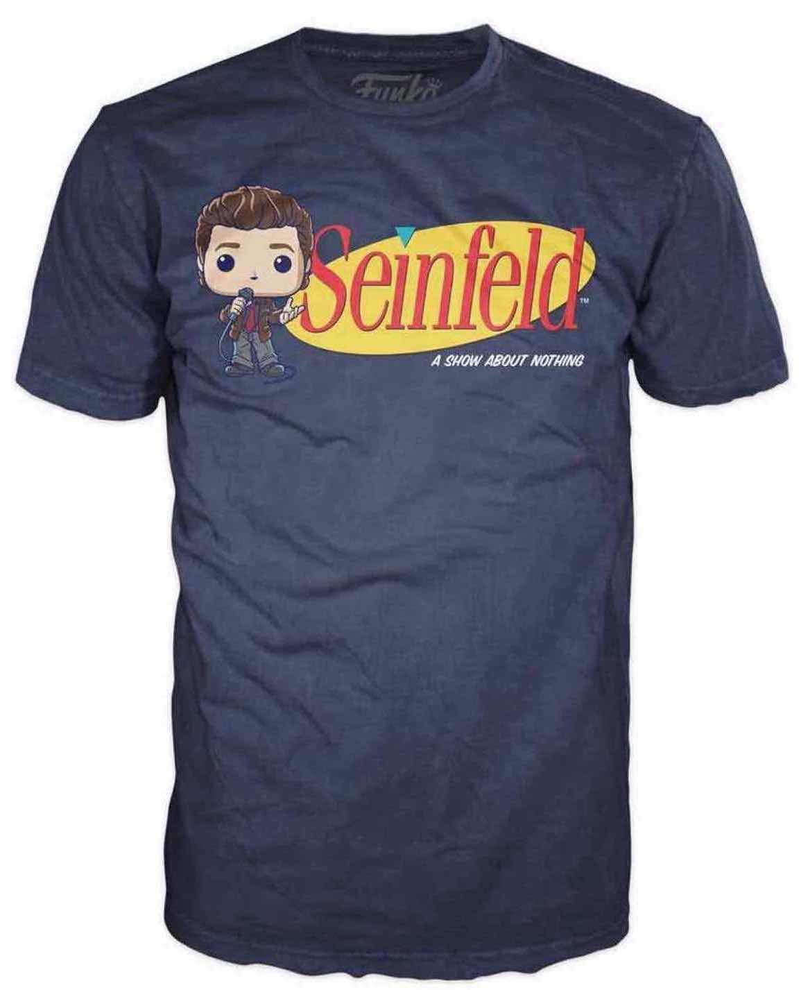 Photo 4 of NEW 3-PACK VARIETY BUNDLE FUNKO POP! SEINFELD TEE “GEORGE, ELAINE, SEINFELD LOGO” T-SHIRTS  (COLOR: WHITE, NAVY, SIZES: X-LARGE)