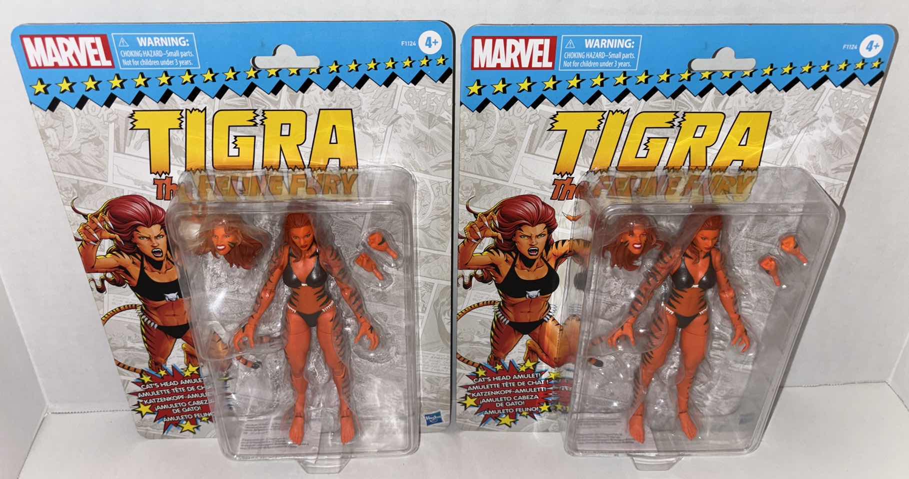 Photo 1 of NEW 2-PACK HASBRO MARVEL LEGENDS RETRO SERIES 6" ACTION FIGURE, "TIGRA" THE FELINE FURY