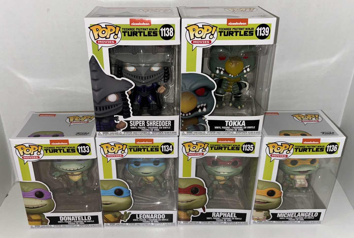 Photo 1 of NEW 6-PACK ASSORTED TEENAGE MUTANT NINJA TURTLES FUNKO POP! VINYL FIGURES, #1133, 1134, 1135, 1136, 1138, 1139