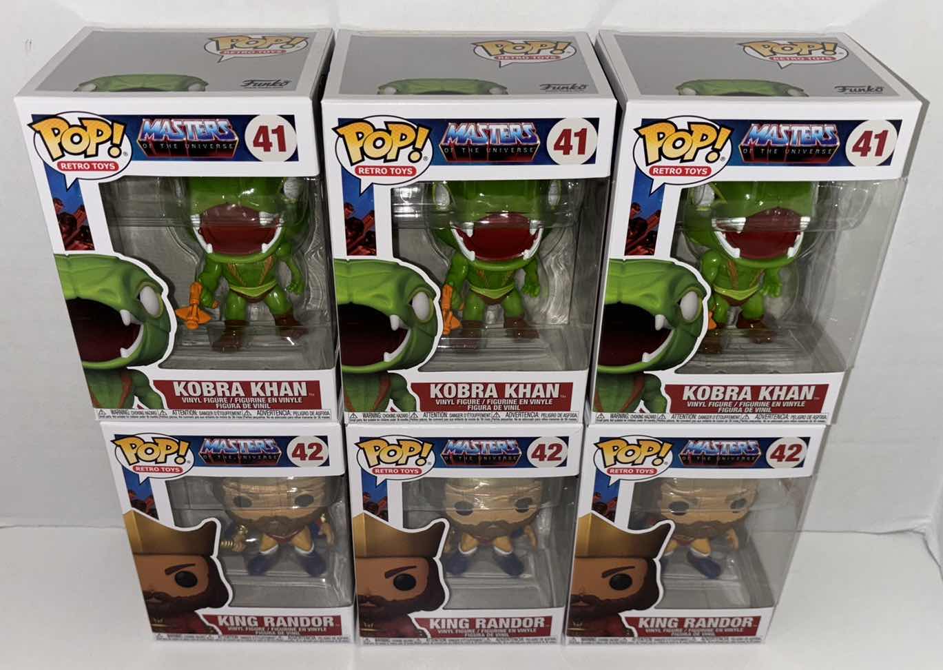 Photo 1 of NEW 6-PACK ASSORTED FUNKO POP! RETRO TOYS MASTERS OF THE UNIVERSE VINYL FIGURES, #41 KOBRA KHAN (3) & #42 KING RANDOR